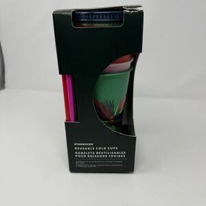 2021 Starbucks Holiday Christmas Winter Reusable Cold Cups 5pk w/Straws Lids